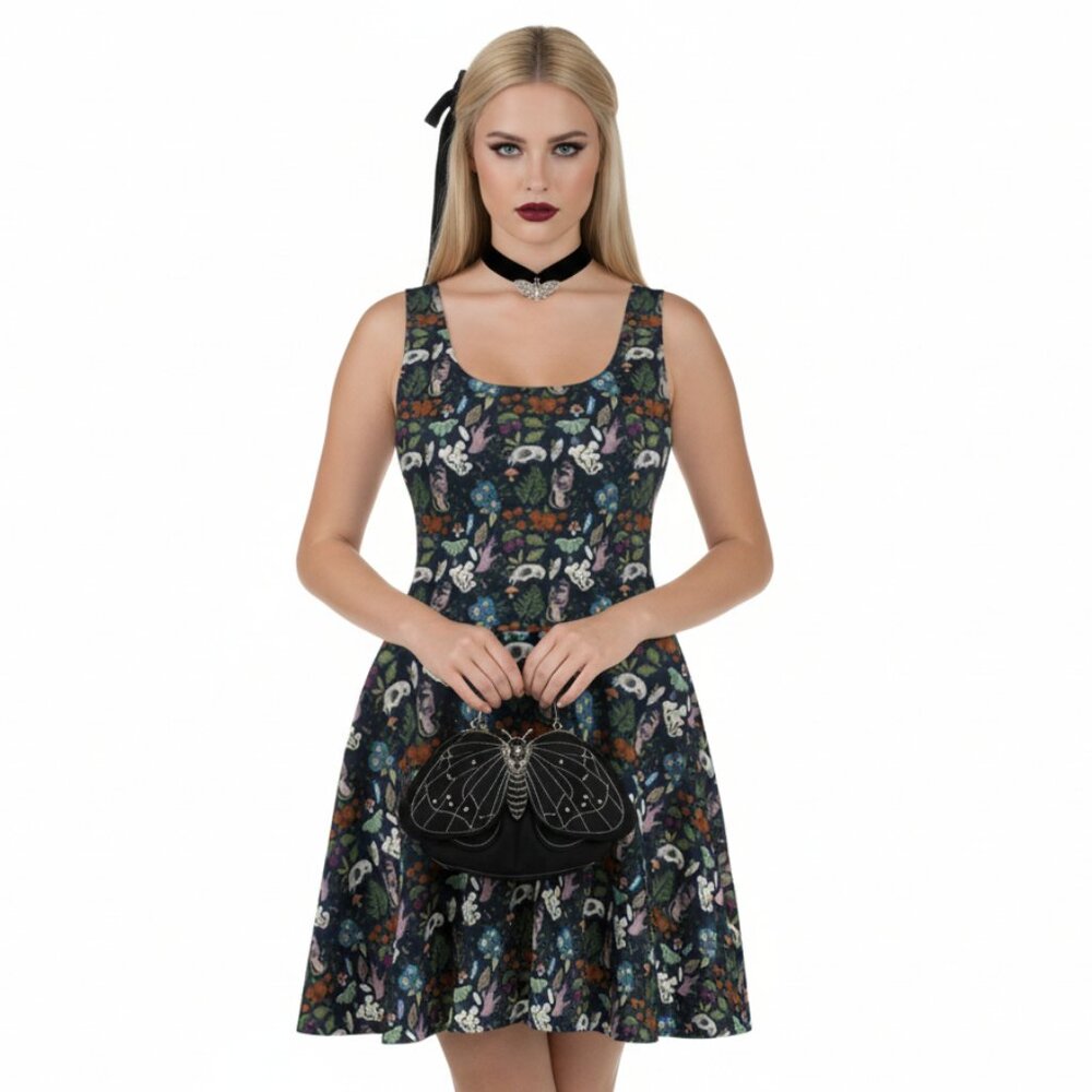 Dark Cottagecore Witchy Floral Fit & Flare Dress - Picture 10 of 14